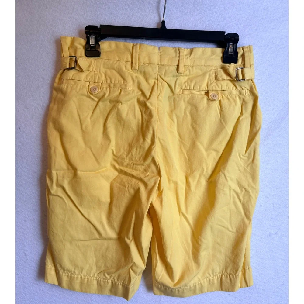 Polo Ralph Lauren Mens Yellow Cotton Chino Shorts Side‎ Buckles Size 30